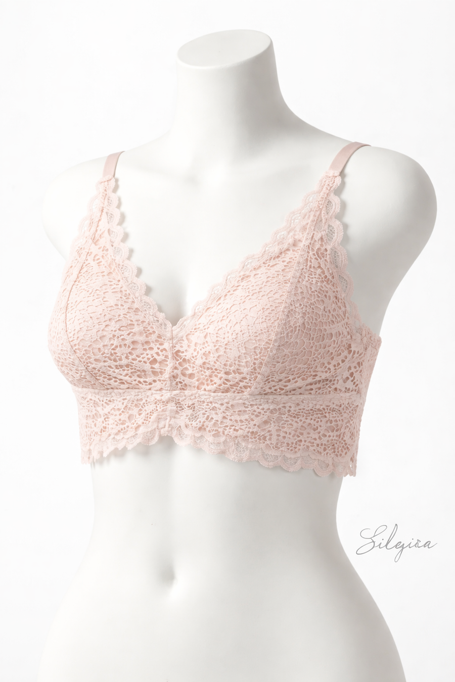 Show Off Eyelash Lace Padded Push Up Triangle Bralette - Free size